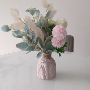 Elegant Pink Vase with Faux Floral Display